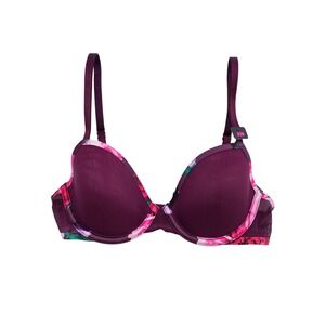 NWT La Senza Women's Purple Pink Floral Semi Sheer Cups Underwire Bra 32B